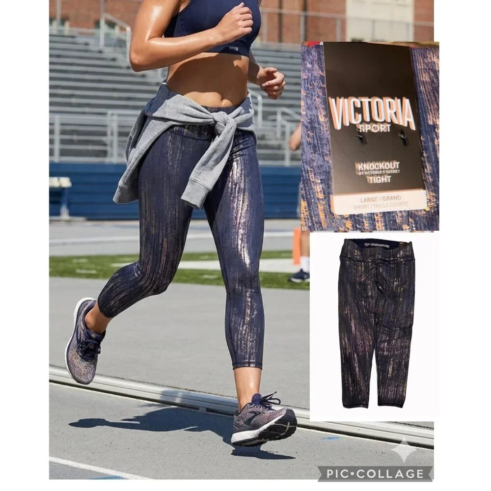 VICTORIA'S SECRET SPORT KNOCKOUT TIGHT LEGGINGS- NEW! SIZE LARGE SHORT - Picture 1 of 8